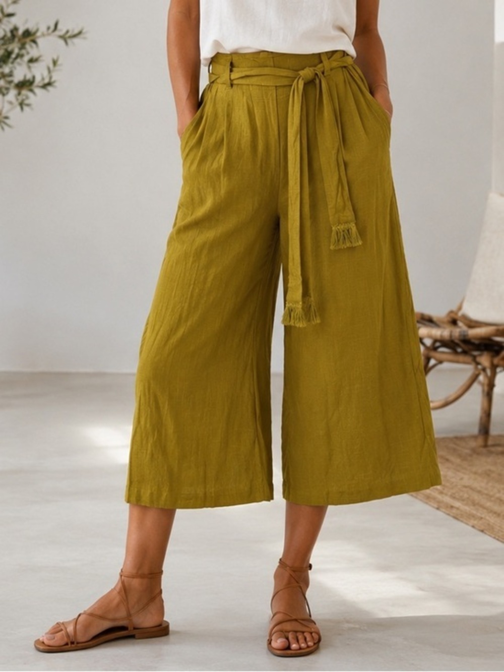 L*space mustard belted pants
